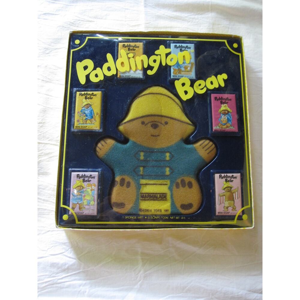 NEW Paddington Bear Sponge bath mitt and 6 mini soaps Vintage 1981β Eden Toys!